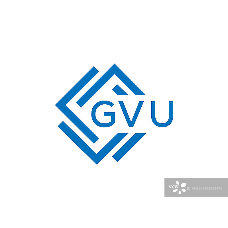 白色背景上的CVU字母标志设计图片素材