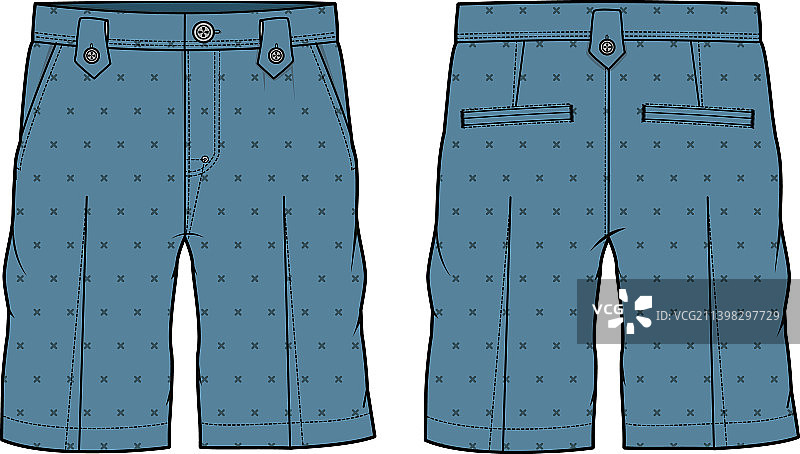 斜纹粗棉布短裤设计平面图图片素材