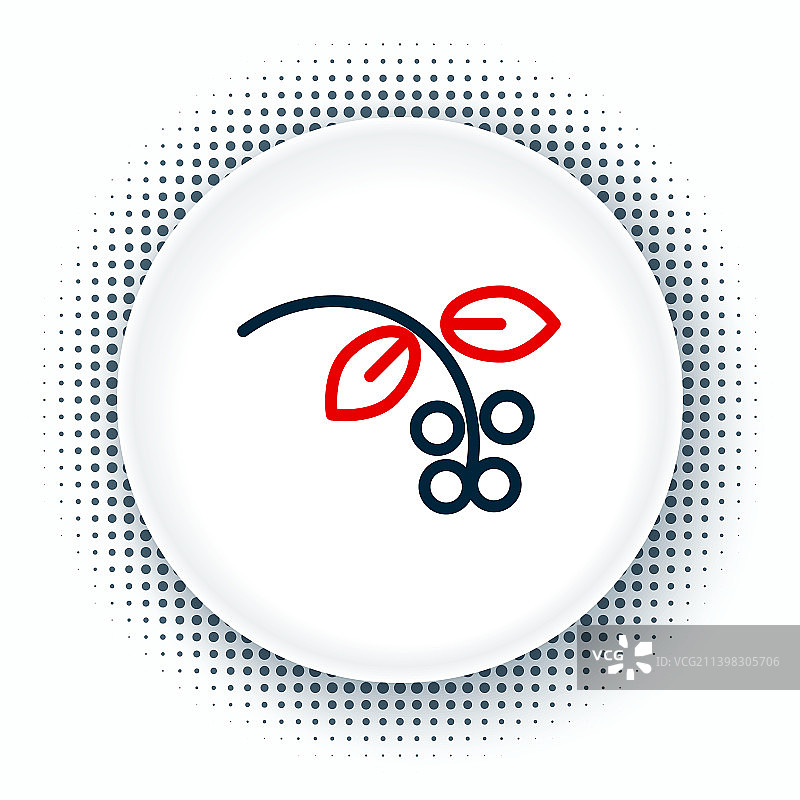 带叶子和浆果的咖啡豆枝条线条图标图片素材