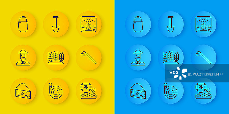 奶酪稻草人小麦土壤酸碱度测试线条组合图片素材