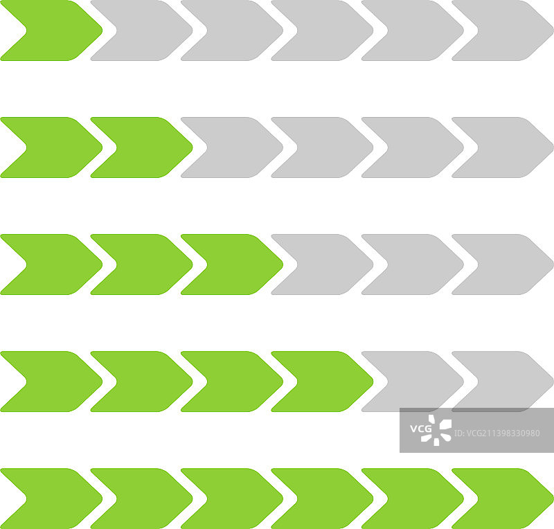 带6个步骤的进度条级别指示箭头图片素材