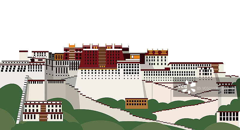 藏族布达拉宫矢量插画素材图片素材