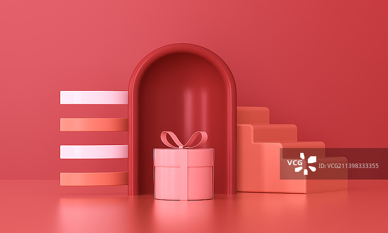 红色节日派对三维场景图片素材