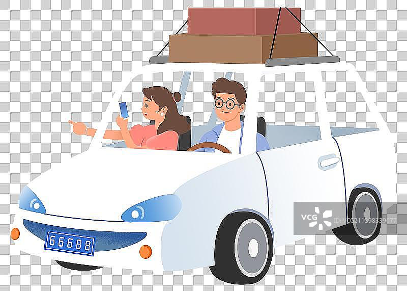 情侣驾车出游元素图片素材