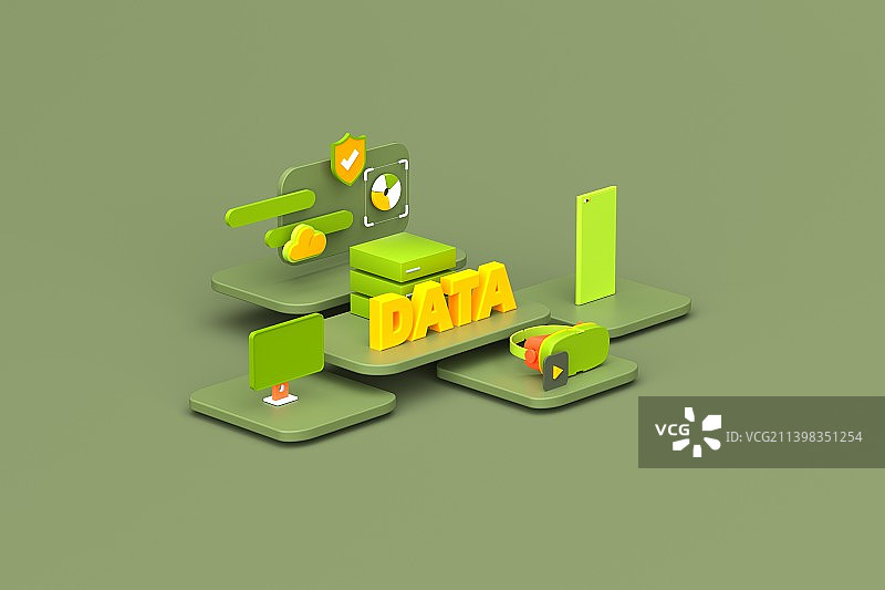 3D渲染元宇宙大数据卡通插画图片素材