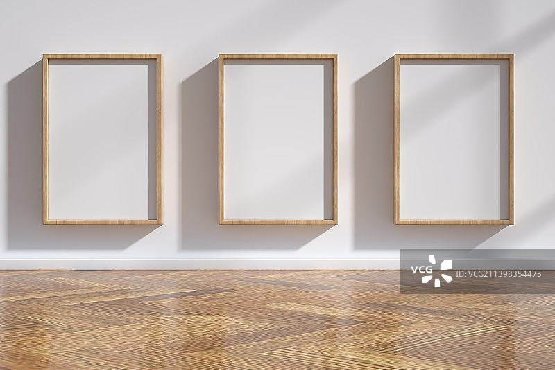 三维渲染插图空间展览木制背景图片素材