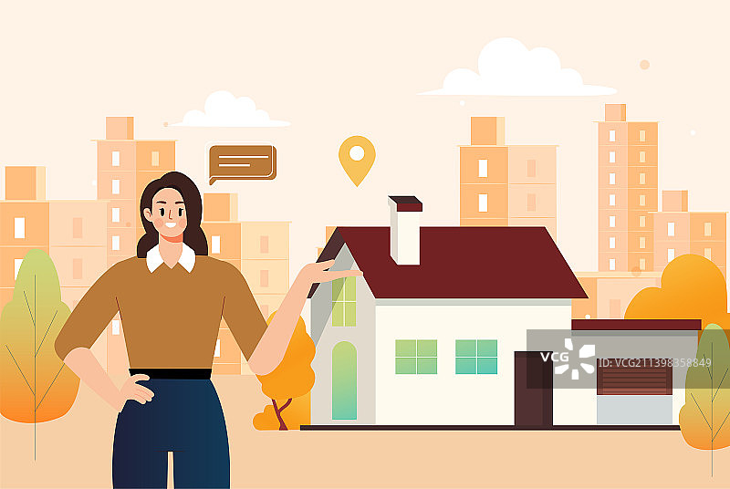 房屋中介销售插画图片素材