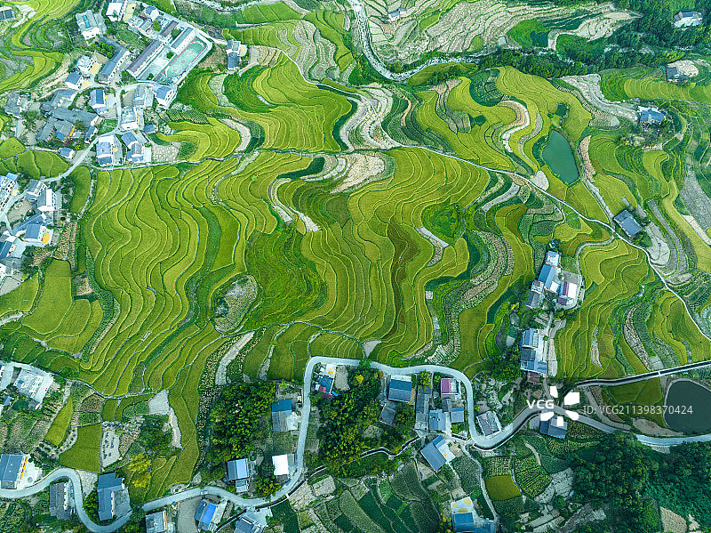 航拍陕西安康凤堰古梯田图片素材