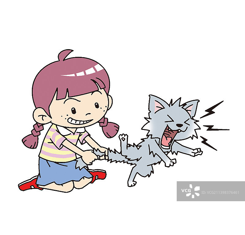 插画：虐猫（仅作反面教材示意）图片素材