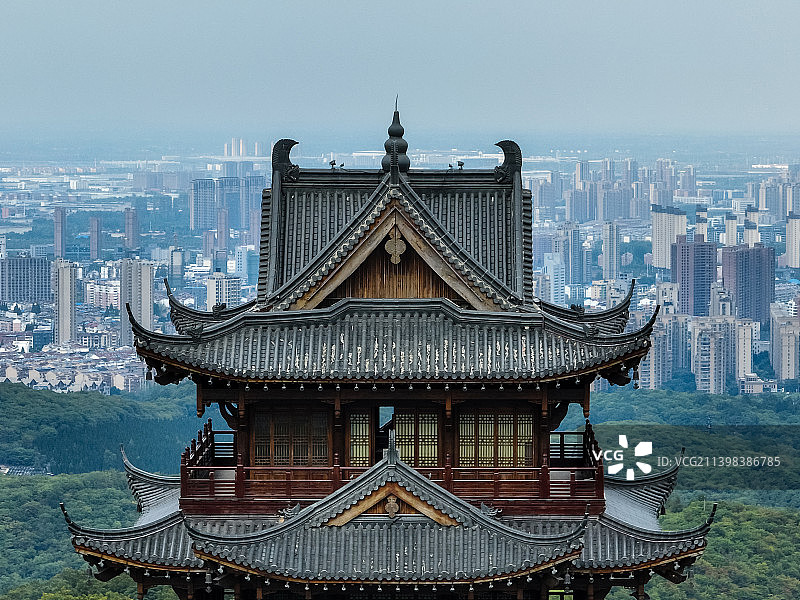 滁州琅琊山琅琊阁风光航拍图片素材