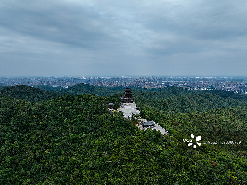 滁州琅琊山琅琊阁风光航拍图片素材
