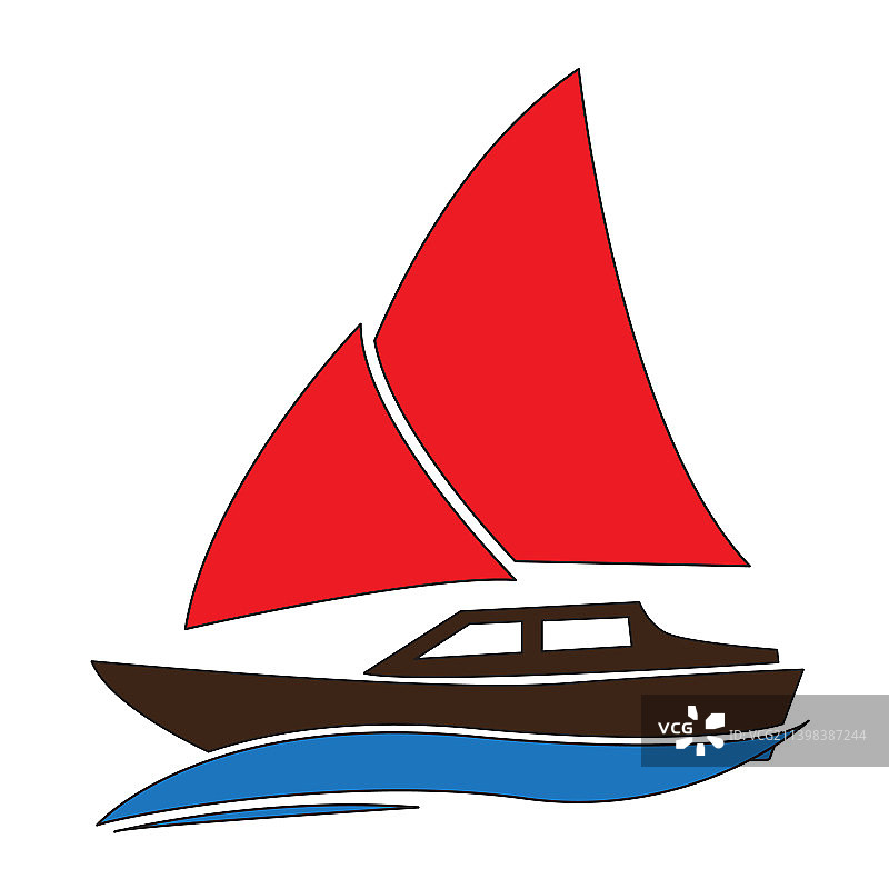 蓝色海浪帆船设计图片素材