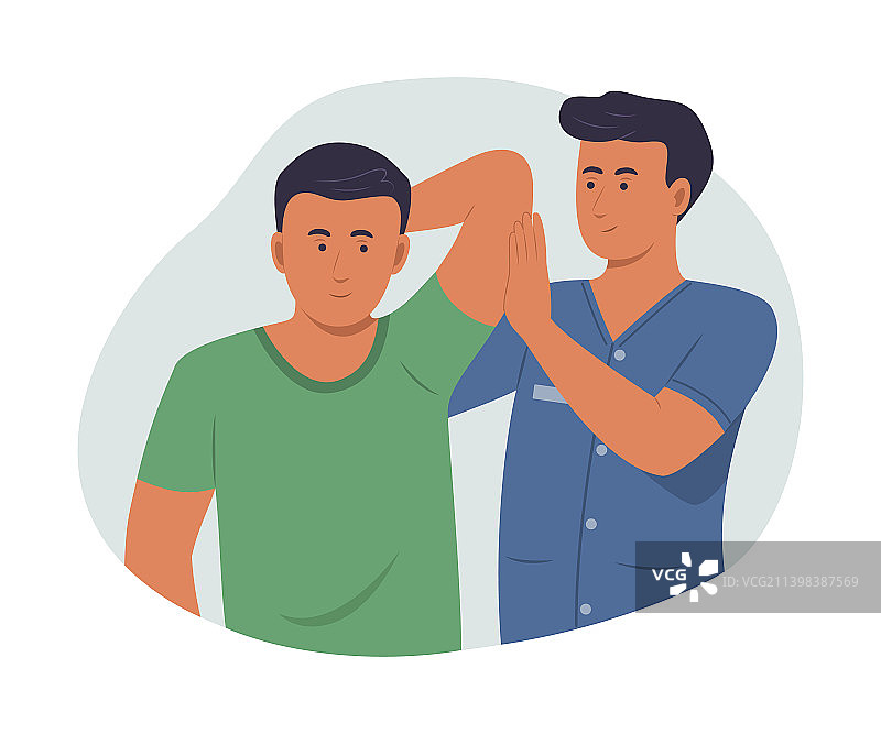 理疗师为男性患者进行康复治疗图片素材