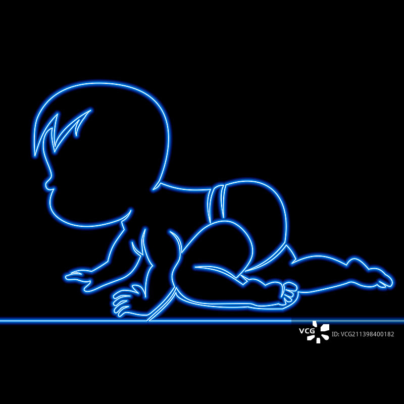 快乐宝宝爬行连续线条图片素材