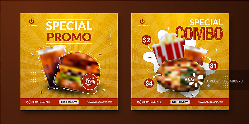 套餐Instagram帖子模板美食社交图片素材