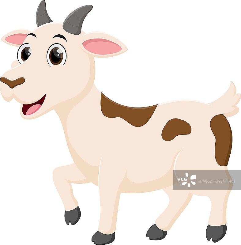 白色背景下的卡通可爱山羊图片素材