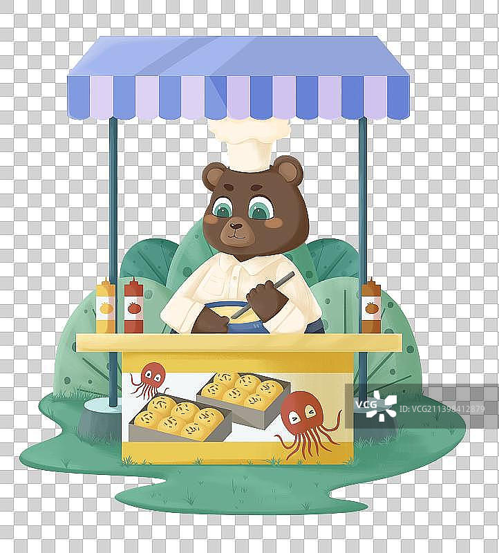 做章鱼丸子的熊图片素材