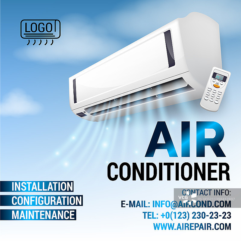 逼真空调维修宣传单图片素材