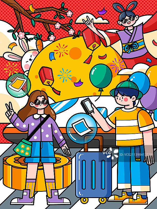 中秋国庆情侣旅游图片素材