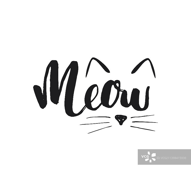 喵，猫咪短语，可爱猫耳朵和鼻子图片素材