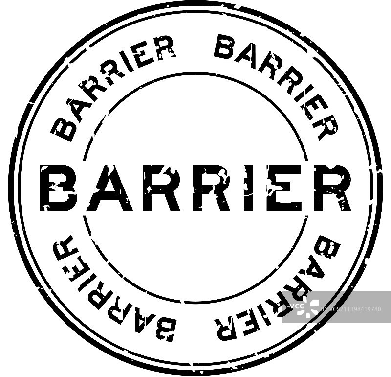 黑色做旧障碍词语圆形橡胶印章图片素材