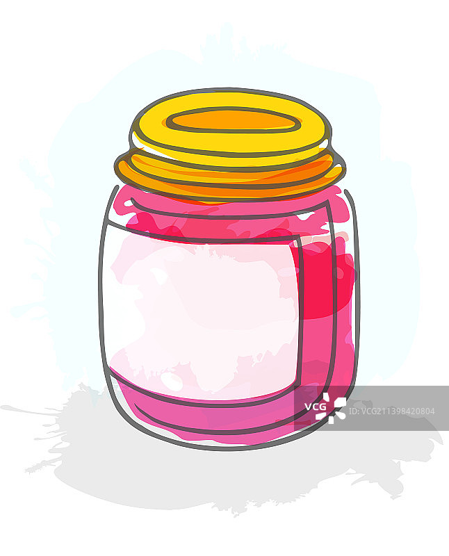 水彩风格果酱罐图片素材