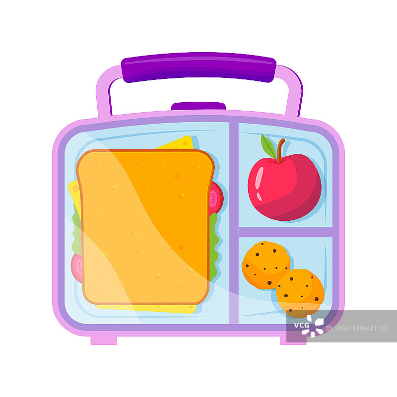 学校午餐盒：苹果和三明治图片素材