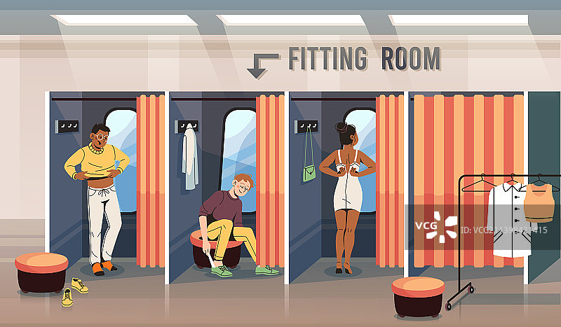 试衣间里的人们图片素材
