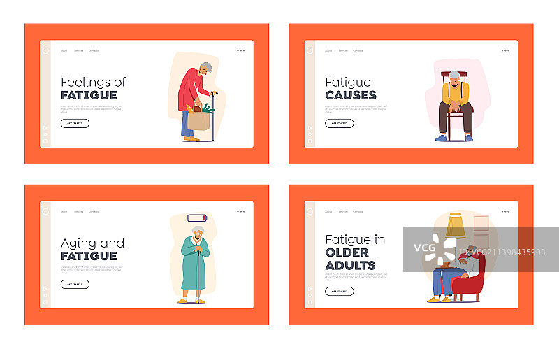 疲惫的老年人着陆页模板图片素材