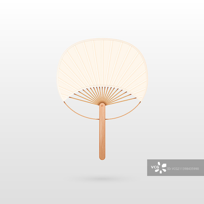 中式手持扇子写实图标图片素材