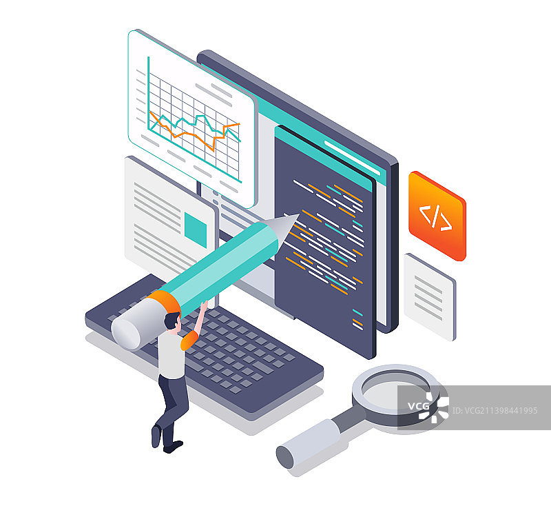 书写的创意男性2.5D概念图片素材