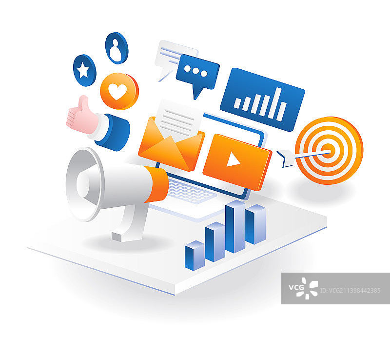 社交媒体数字营销策略电子邮件图片素材