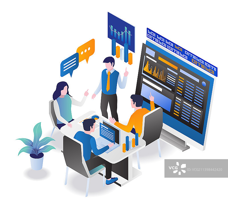 团队正在开会讨论分析师股票图片素材