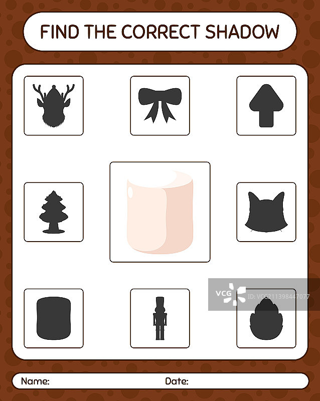 找出有棉花糖的正确影子游戏图片素材