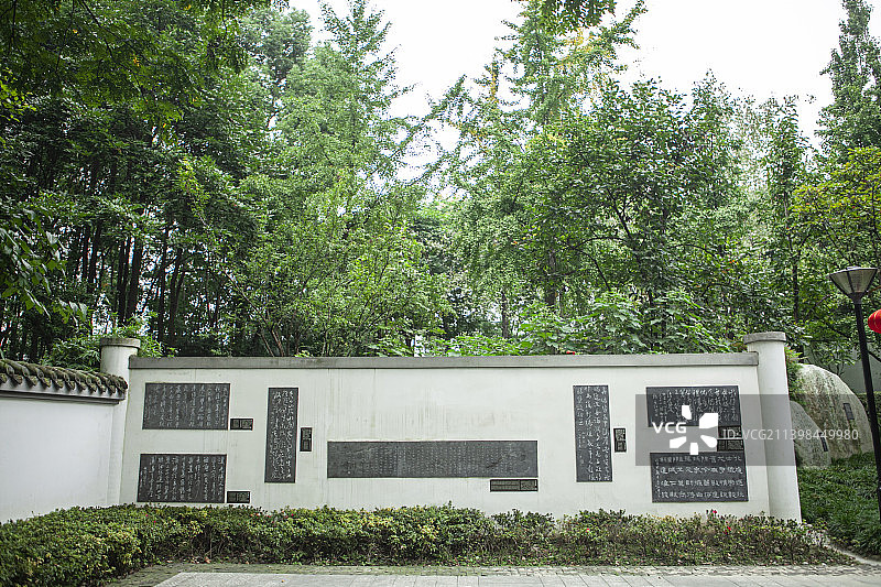 四川省成都市浣花溪公园，中式园林，中式建筑，长廊，石碑，绿化，园林，字帖，文化墙，婷子，书法，书法字图片素材
