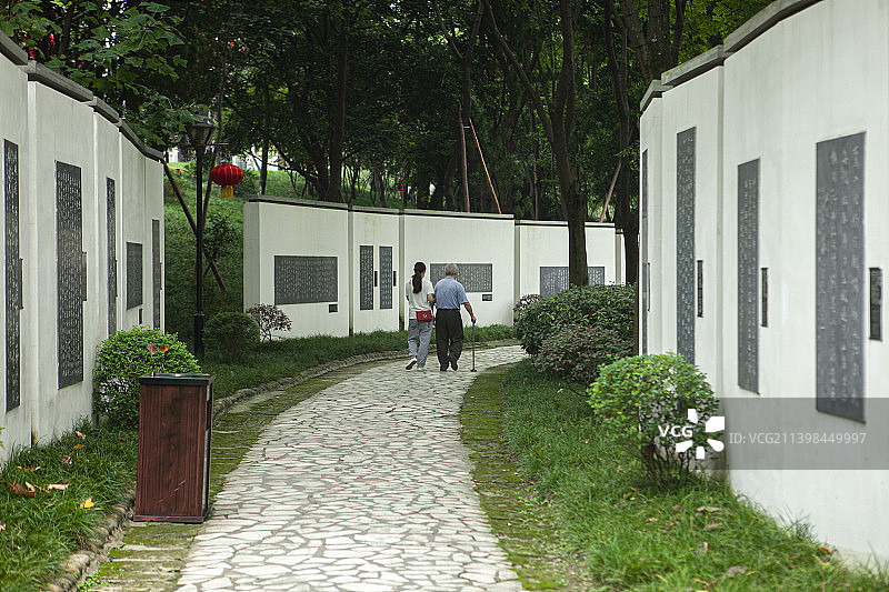 四川省成都市浣花溪公园，中式园林，中式建筑，长廊，石碑，绿化，园林，字帖，文化墙，婷子，书法，书法字图片素材