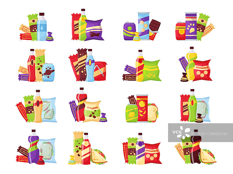 小吃套餐：快餐和饮品图片素材