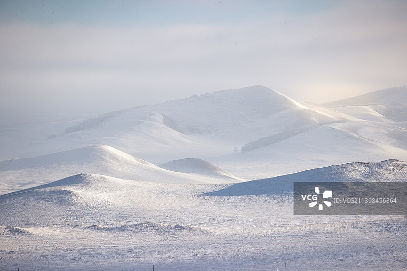 坝上草原冬季雪景图片素材