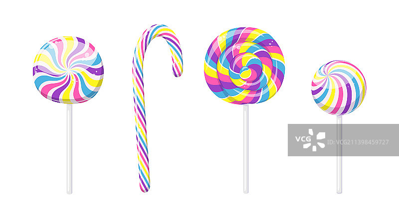 彩色棒棒糖、拐杖糖和焦糖图片素材