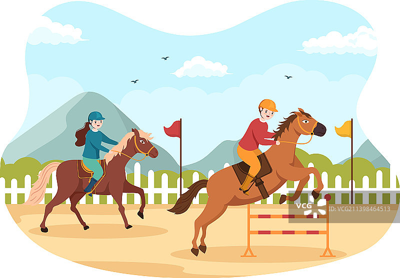 人物赛马卡通图片素材
