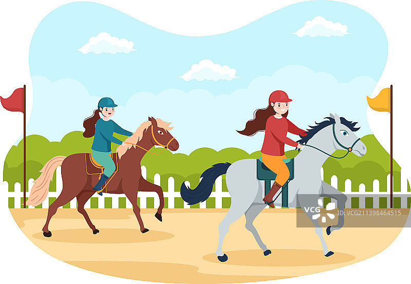 人物赛马卡通图片素材
