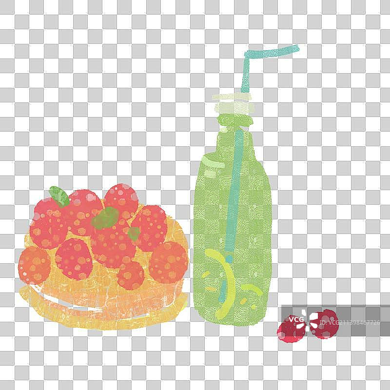 手绘甜品和茶插画图片素材