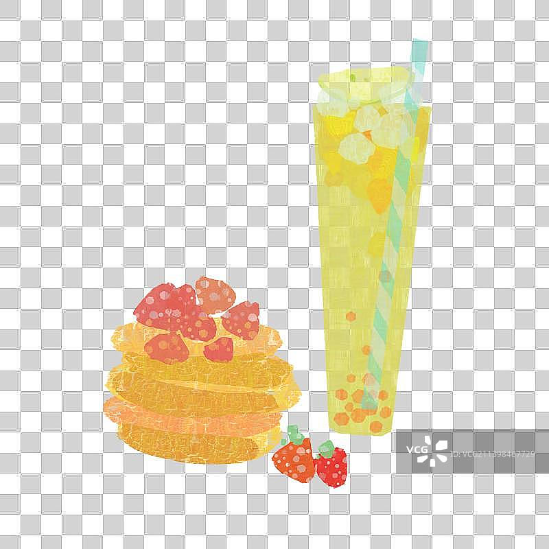 手绘甜品和茶插画图片素材