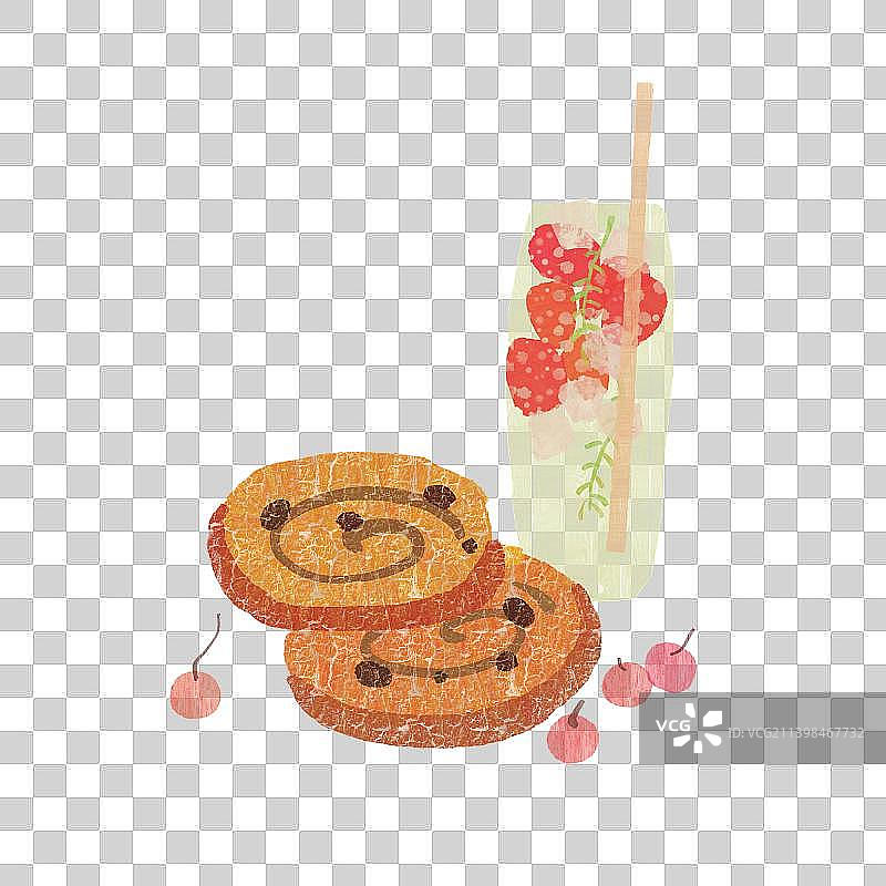 手绘甜品和茶插画图片素材