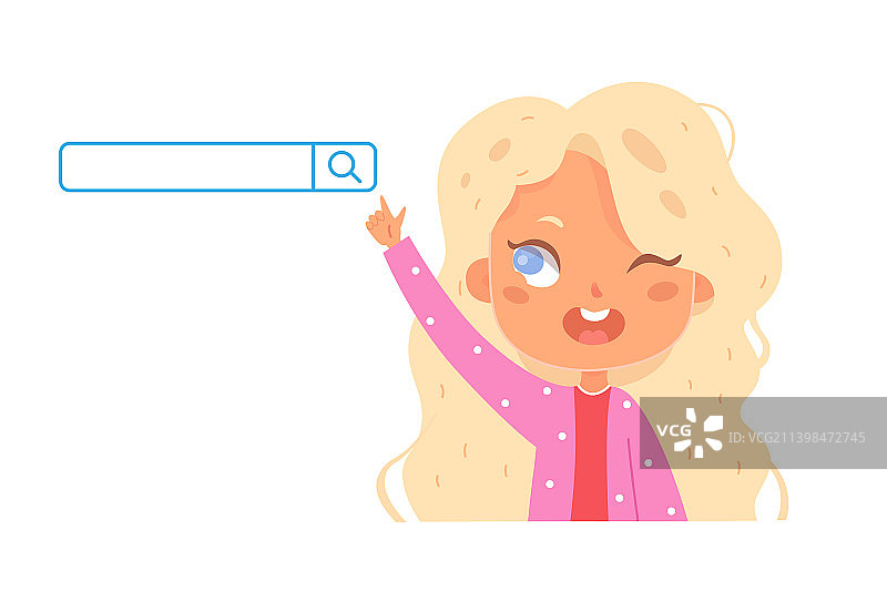 可爱女孩在网上搜索信息图片素材