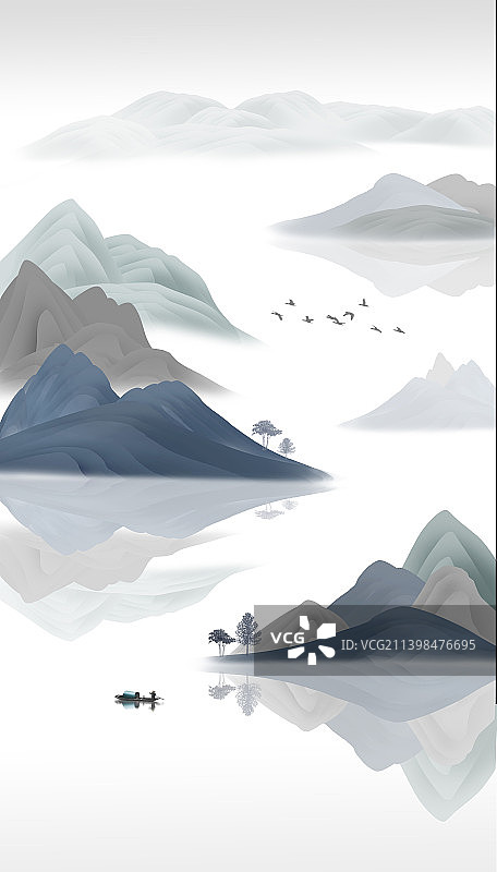 新中式意境山水画图片素材