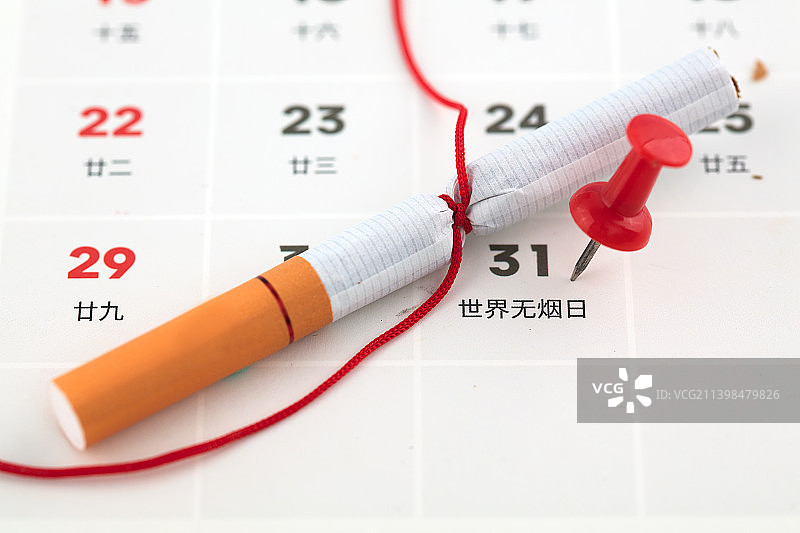 台历上世界无烟日工字钉提醒图片素材