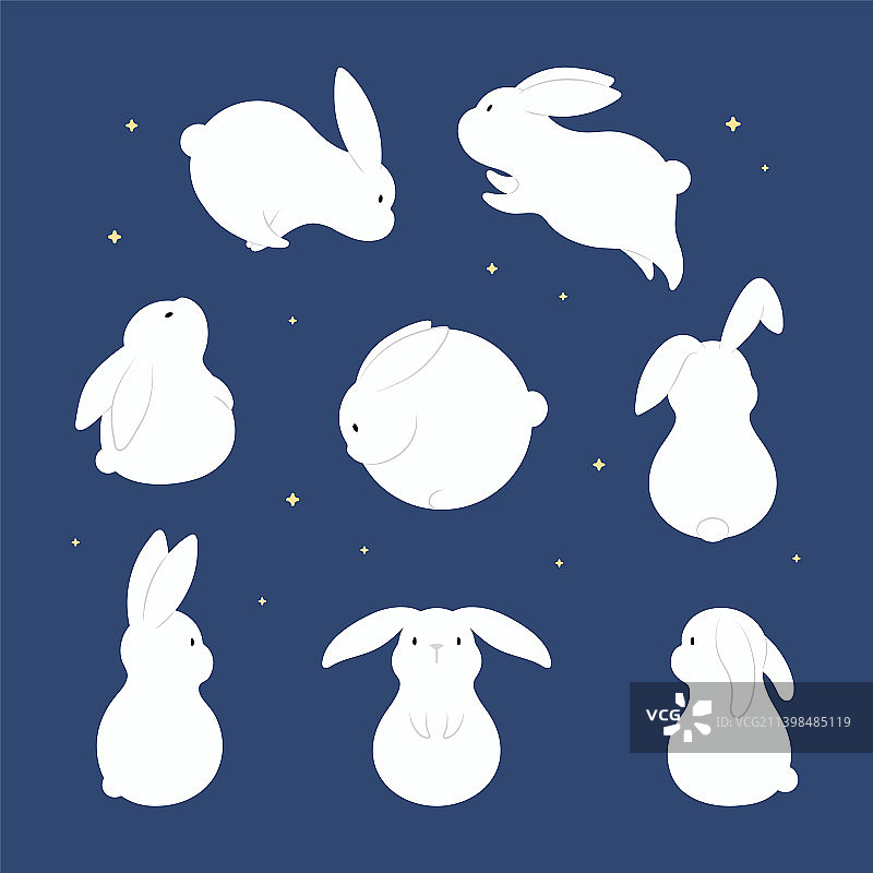 中秋节可爱玉兔合集图片素材