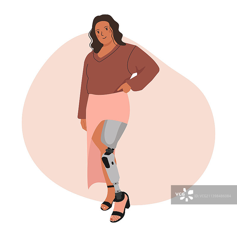 带着假肢的可爱女孩图片素材