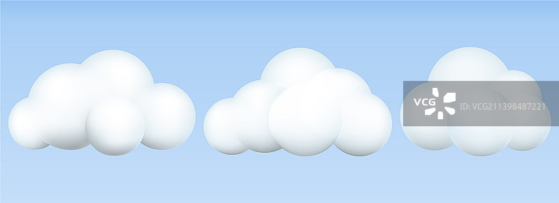 3D云朵写实图标3D几何图形图片素材